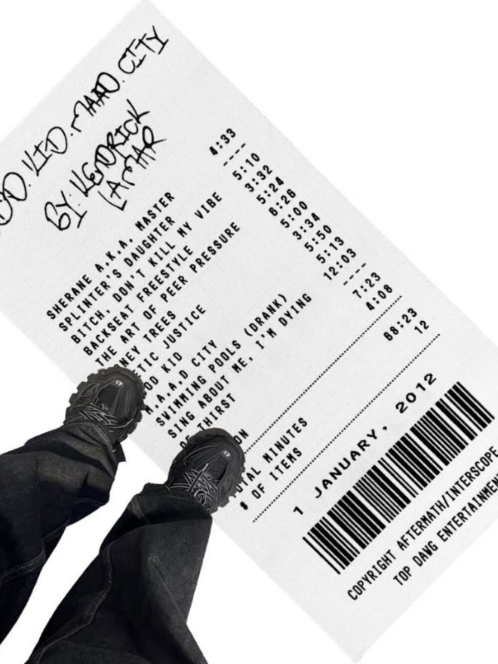 Kendrick Lamar-GKMC good kid m.A.A.d city Receipt Rug 29" x 54"